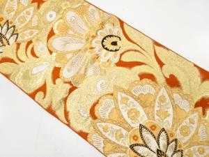 アンティーク　花更紗模様織り出し袋帯（着用可）